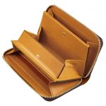 LilyleatherDesignのラウンドファスナーロングウォレットBOXタイプ オレンジマホガニーぼかしの内側